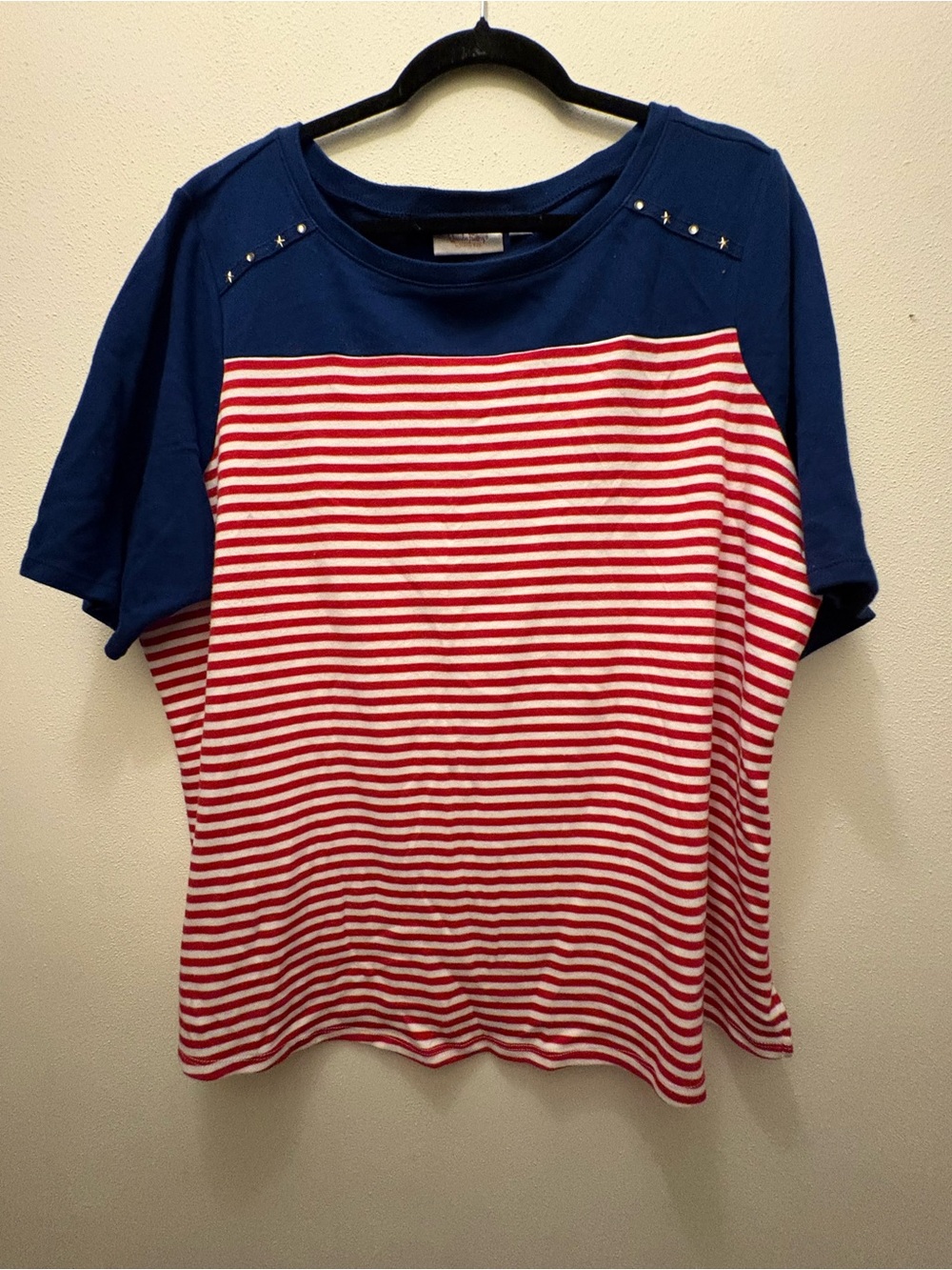 Navy & Red Striped Short Sleeve Tunic Top
